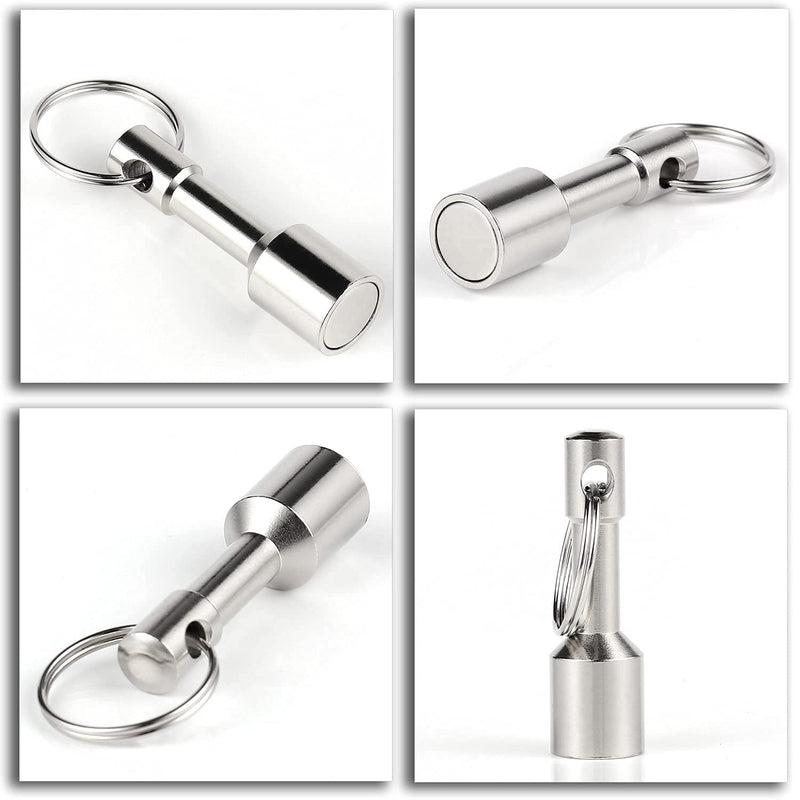 Keychain Magnet for Testing Brass,Keychain Pocket Magnets for Purse with Strong Magnetic Rare Earth Neodymium,Gold,Silver, Jewelry,Ferrous Metals Test Magnet Hanging Keys Holder WELLZEER (2PACK-D12mm) D12mm-2PACK-SILVER SILVER