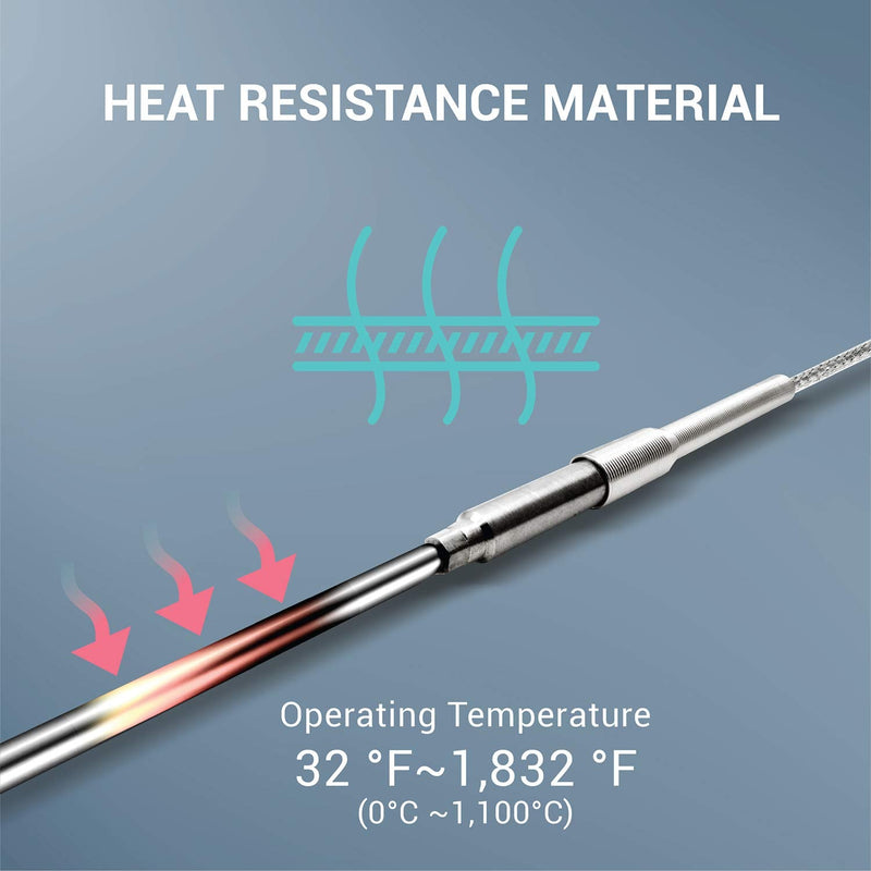 PerfectPrime TL1913SL K-Type Inconel 600 Flexible Thermocouple Temperature Sensor Probes -40~2012°F, 1mm / 150mm 1mm /150mm