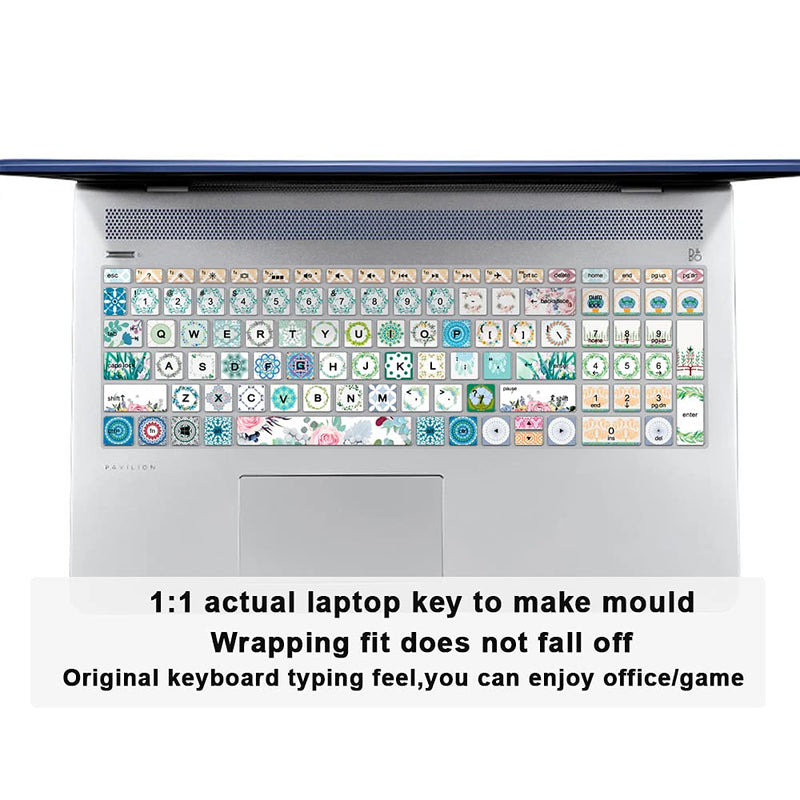 MMDW English Silicone Keyboard Cover for HP Envy x360 15.6''Series /2020 2019 Pavilion 15/Pavilion x360 15.6" Series/Envy 17 17.3" Series/Laptop 15t 17t 17-ca0011nr 17-by0040nr,Garland Z2-Garland