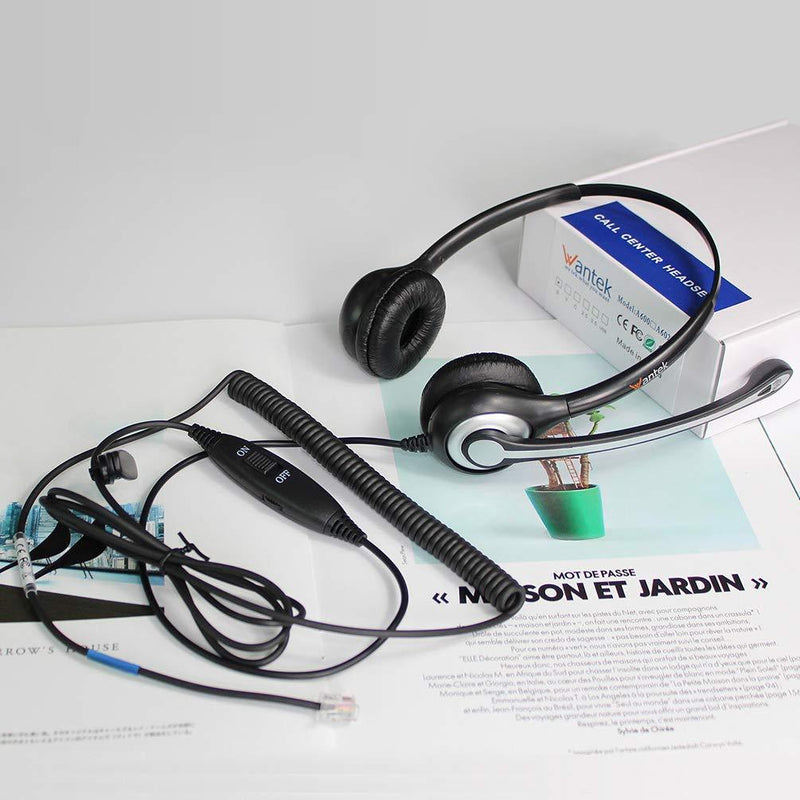 Wantek Phone Headset with Microphone Noise Cancelling, RJ9 Telephone Headsets Compatible with Cisco Office Phones 7940 7942 7945 7960 7962 7965 7811 7821 8811 8841 8845 8851 Plantronics M12 M22 Black