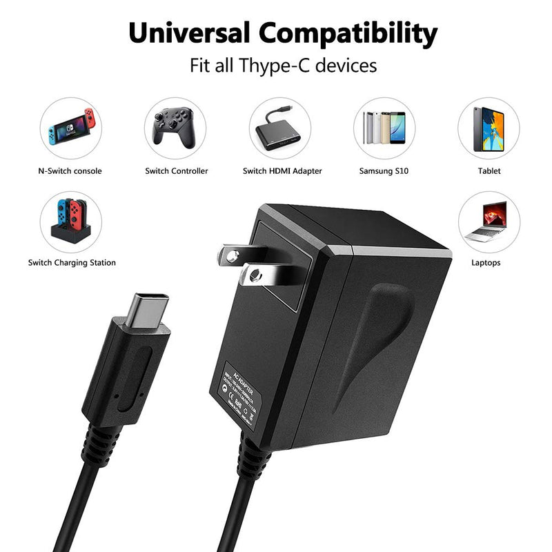 Lyyes Charger for Nintendo Switch, Fast Travel Charger Compatible with Nintendo Switch/Switch Lite/Switch OLED/Switch Dock