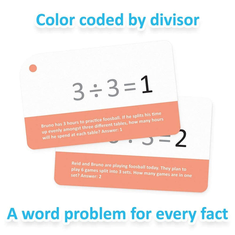 Division Math Flash Cards with Word Problems Includes 175 Self-Checking Cards, All Facts 0-12 for Early Grade Teaching by Pint-Size Scholars