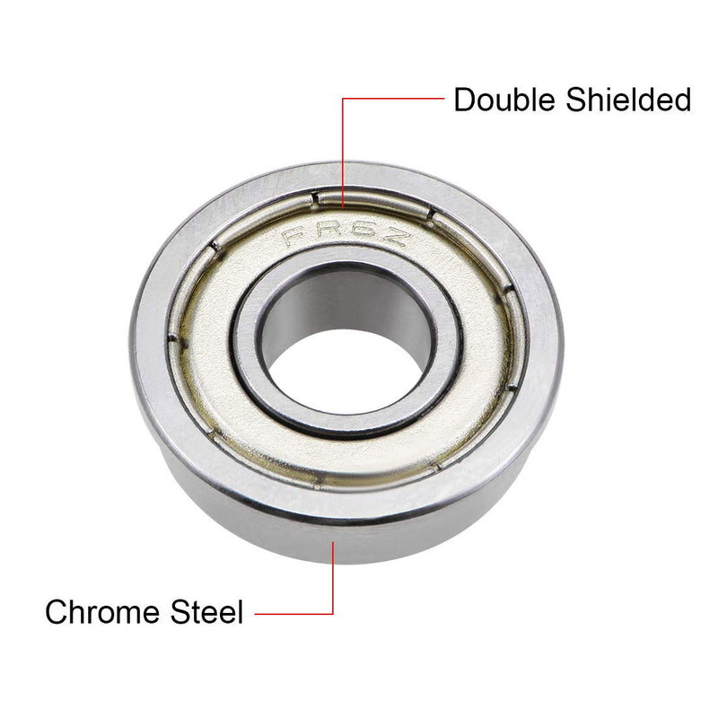 uxcell FR6ZZ Flange Ball Bearing 3/8"x7/8"x9/32" Shielded Chrome Bearings 4pcs