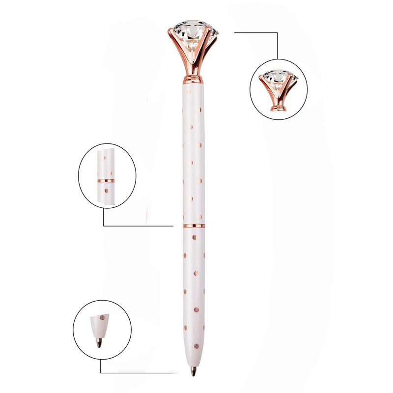 Diamond Pen Rose Gold Pen Crystal Ballpoint Pens Bling Metal Ballpoint Pen Office Supplies Black Ink Includes Extra Pen Refills (4 Pack)