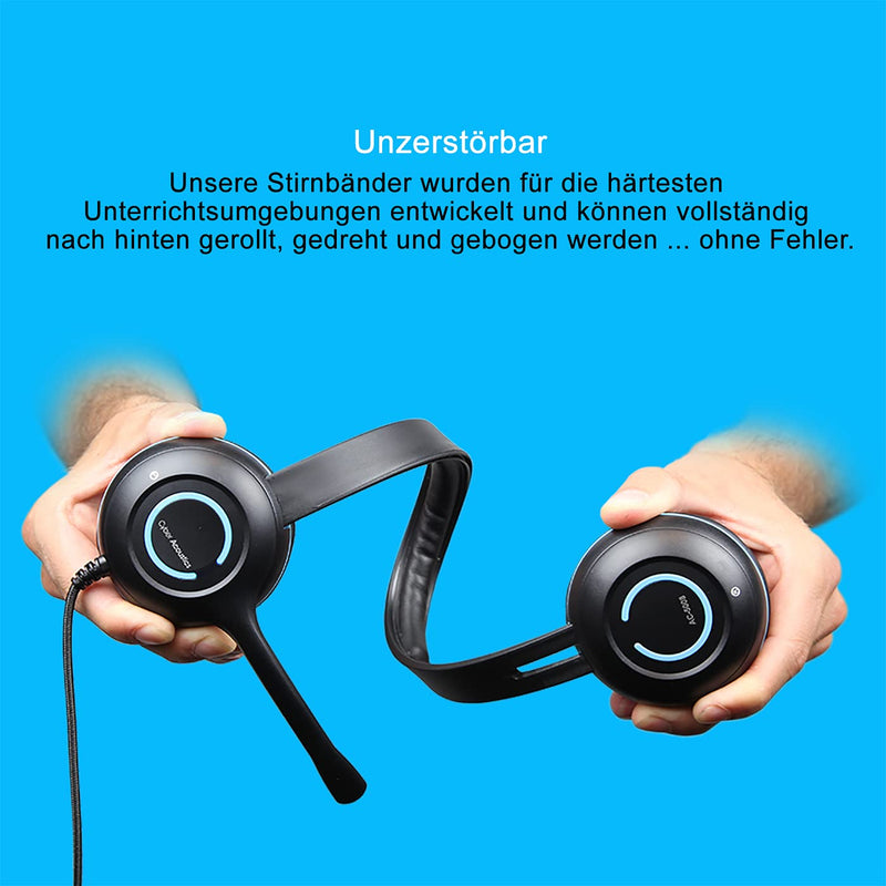 Cyber Acoustics Stereo PC Headset, 3.5mm Connection, in-line Control for Volume, Noise Cancelling Mic & Adjustable Mic Boom for PC, Mac & Tablets, Perfect for Classroom, Home or Office (AC-5002A) 1 Unit