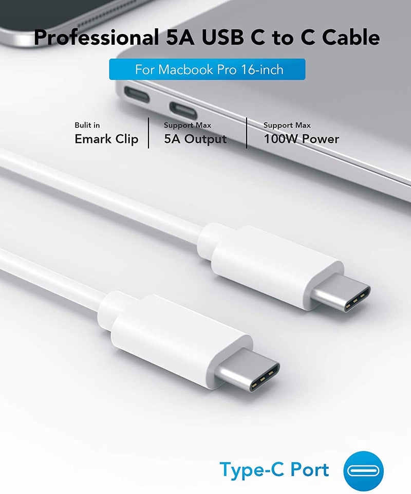 SiliconV MacBook pro Charger 100W USB C Power Adapter Compatible with MacBook Pro 16, 15, 14, 13 Inch, MacBook Air 13 Inch, iPad Pro 2021/2020/2019/2018, Included 7.2ft USB C to C Cable