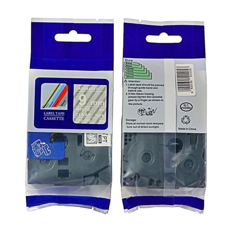 IDIK White on Clear Label Tape Compatible for Brother TZ 125 Tze 125 9mm 8m