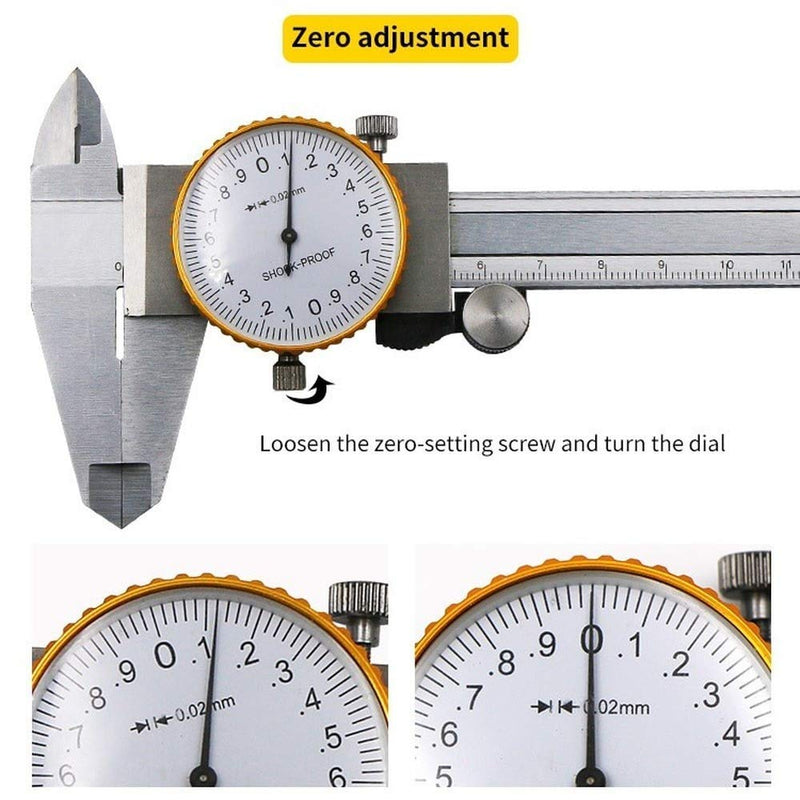 LYFJXX Dial Calipers 0-15cm(0-6") Range with 0.02mm (0.001" )High Precision Industry Stainless Steel Vernier Caliper Shockproof Metric Measuring Tool