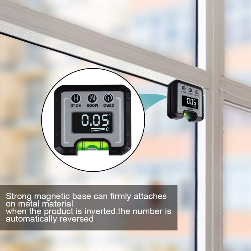 eOUTIL Digital Angle Finder Magnetic Base and Level Bubble Bottle 4 x 90° Protractor Inclinometer Mini Level Protractor for Woodworking, Construction, Table Saw, Vertical Wall