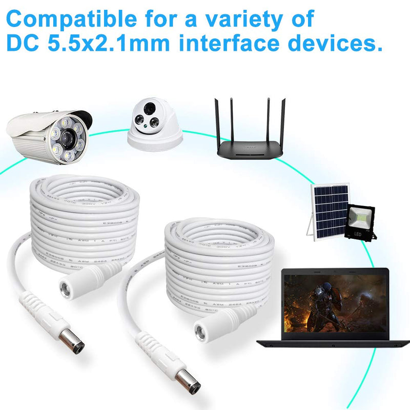 SIOCEN【2-Pack】DC Power Extension Cable 13ft 5.5mm x 2.1mm 12V DC Security Camera Extension Cord Male to Female for CCTV Indoor,Standalone LED Strip,DC Power Supply Adapter Extender Cable