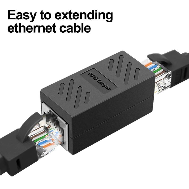 RJ45 Coupler Dingsun Female to Female Ethernet Coupler 2 Pack in-Line Coupler for Cat7 Cat6 Cat5 Cat5e Ethernet Cable Extender Adapter (Black) Black 2pcs