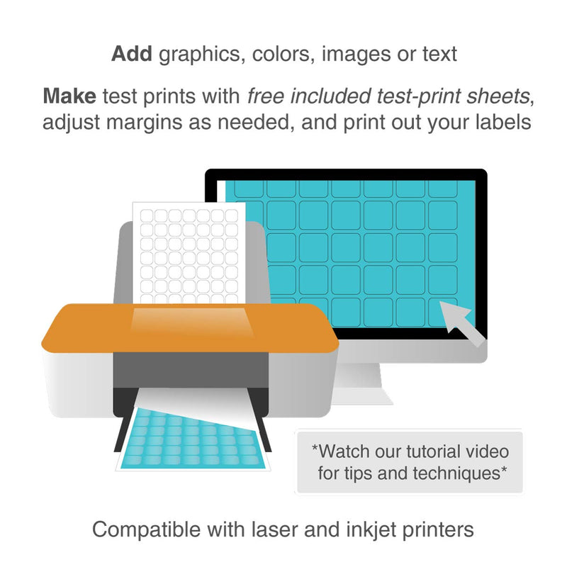 ChromaLabel 1 x 1 Inch Printable Labels, Compatible with Laser and Inkjet Printers, 1575 Pack, 25 Sheets, White