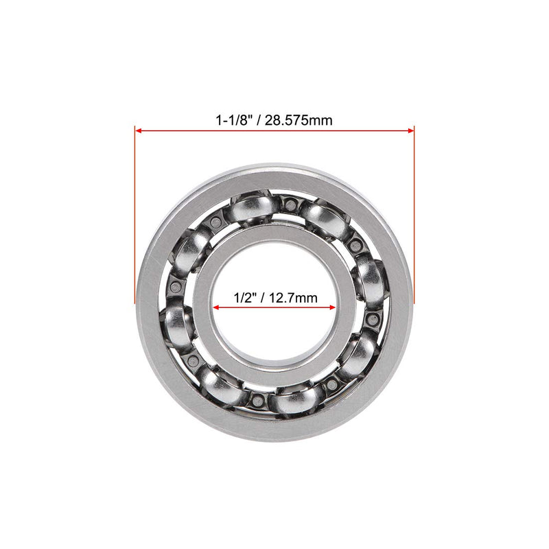 uxcell R8 Deep Groove Ball Bearing 1/2-inchx1-1/8-inchx1/4-inch Open Type Z2 Lever Bearings 2pcs 1/2''x1-1/8''x1/4'' 2