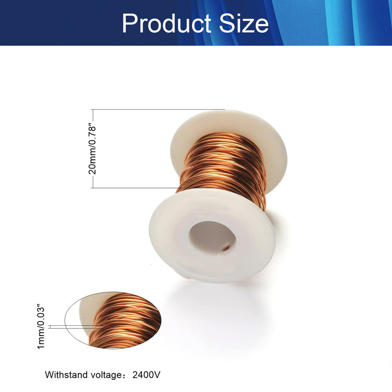 1mm Inner Dia Magnet Wire Enameled Copper Wire Winding Coil 65.6Ft Length QA-1-155 2UEW Model Widely Used for A Variety of Motors,1Pcs, (Bettomshin)