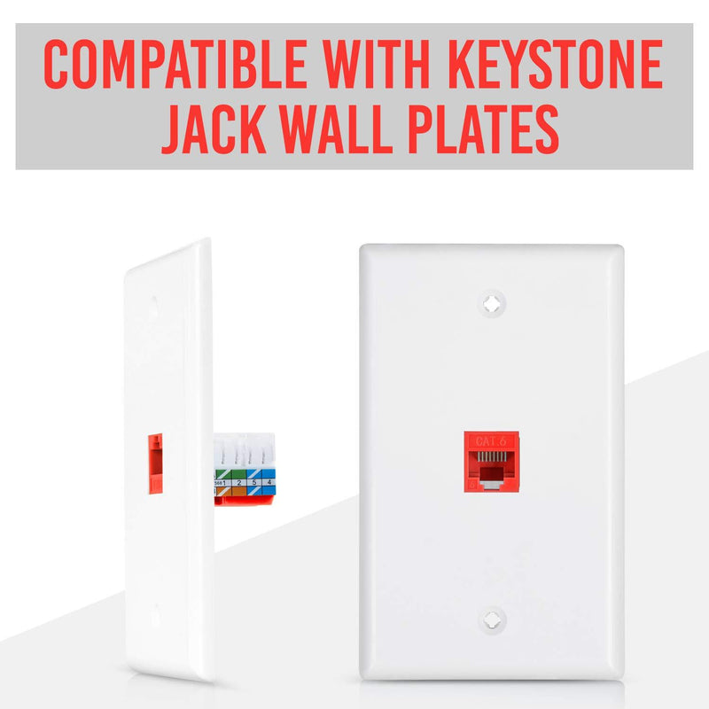 Everest Media Solutions RJ45 Cat6/5e Keystone Jack - 110-Type Modular Female Connectors | Compatible with Speed Termination Tool - easyJACK | Cat6/5e, 20-Pack, Red Quantity 20 CAT6 / 5E