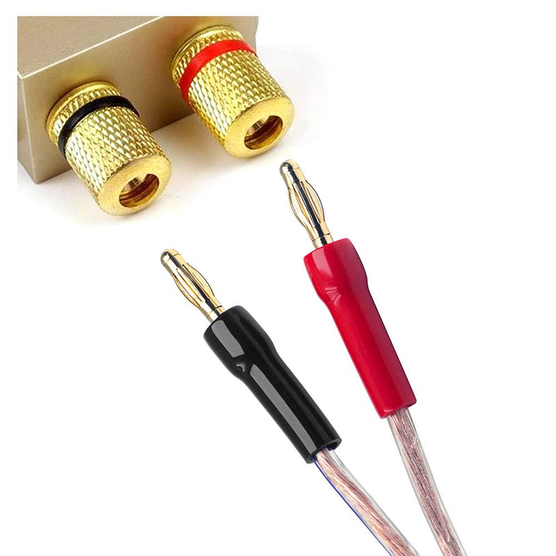 VCELINK 4mm Speaker Banana Plugs-Open Screw Type,24K Gold Plated Brass Speaker Wire Banana Plugs Connectors (5 pair/10 pcs)