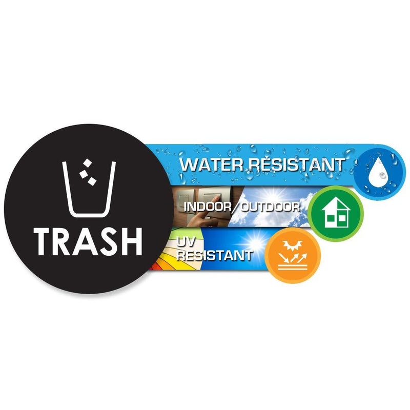 Recycle Sticker Trash Bin Label - 4" x 4" Organize & Coordinate Garbage Waste from Recycling - Great for Metal Aluminum Steel & Plastic Trash Cans - Indoor/Outdoor - Home Kitchen & Office Use (4 Pack)