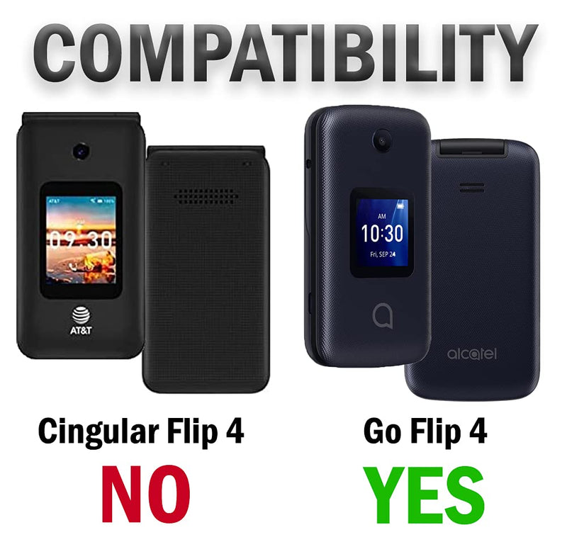 Case for Alcatel Go Flip 4 / TCL Flip Pro Phone, Nakedcellphone [Black Vegan Leather] Form-Fit Cover with [Built-in Screen Protection] and [Metal Belt Clip]
