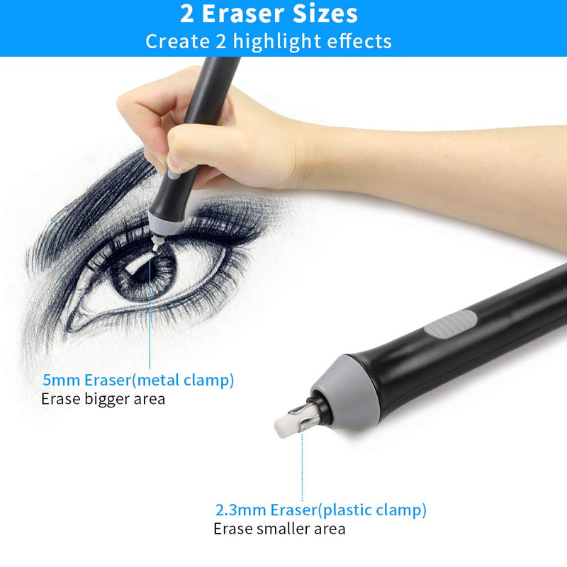 Electric Eraser Kit, AFMAT Electric Drawing Erasers for Artists, 200 Refills, Drafting Brush, Battery Operated Eraser for Sketching Pencils/Drafting Pencil/Graphite Pencils/Arts/Crafts-Detailor Tool