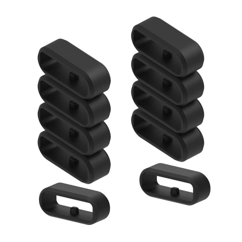 RuenTech Fastener Ring Compatible with Garmin Vivoactive 3 / Vivoactive 3 Music / Vivomove/ Vivomove HR Bands Replacement Silicone Connector Security Loop (Pack of 11) BlackB