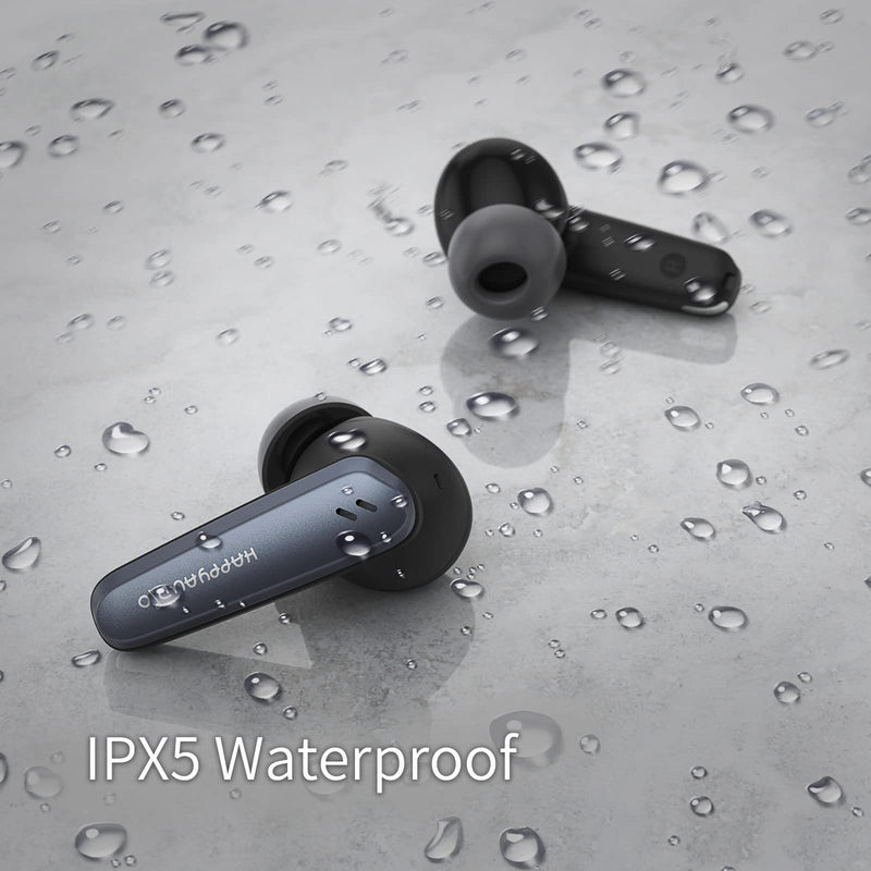 HAPPYAUDIO S4 Wireless Earbud,Hybrid ANC+ENC Noise Reduction Headphones Bluetooth 5.2 Headset Sports Built-in Mic,IPX5 Water Resistant Sweatproof,24Hrs Playtime for iOS Android (Black) S4,Black