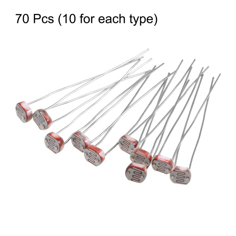 uxcell 70pcs Photoresistor LDR Light-Dependent Resistor GL5506 5516 5528 5537 5539 5549 MG45