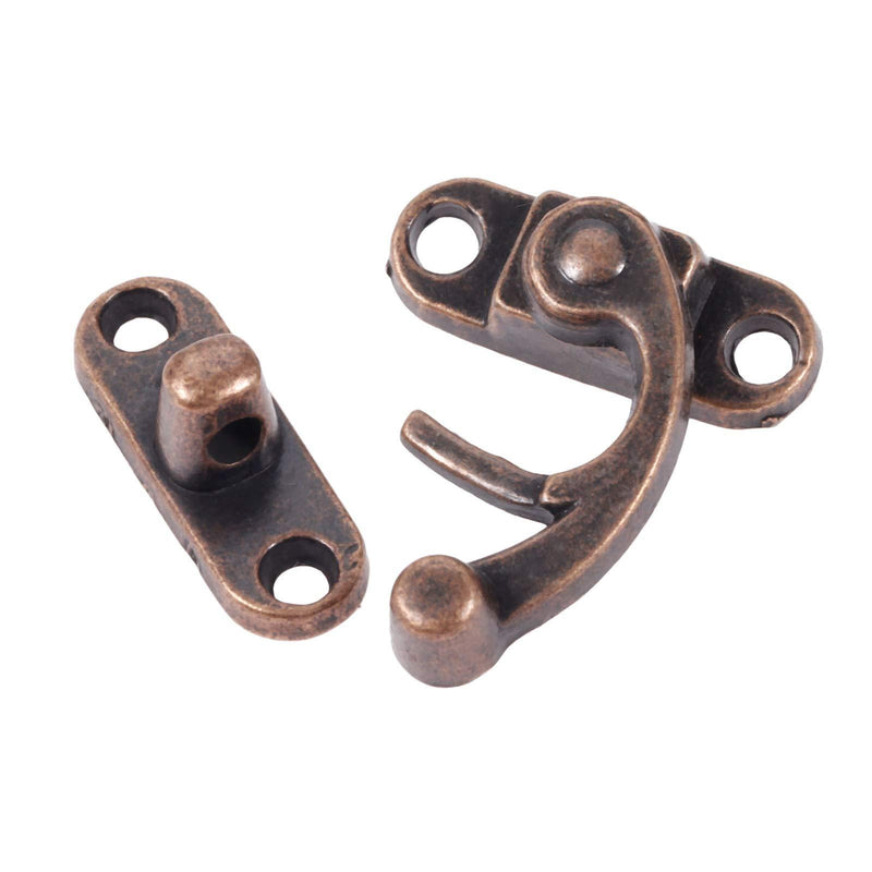 1Pair Lock Hook Clasp Vintage Hasp Hook Latch Hook Hasp for Wooden Box Suitcase Furniture Hardware,Red Copper Red Copper