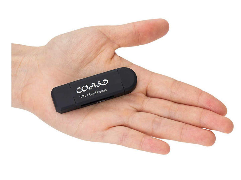 COASD Memory Card Reader SD OTG Adapter and USB 2.0 Portable for SDXC, SDHC, SD, MMC, RS-MMC, Micro SDXC, Micro SD, Micro SDHC Card and UHS-I Card (3 in 1) 3 IN 1