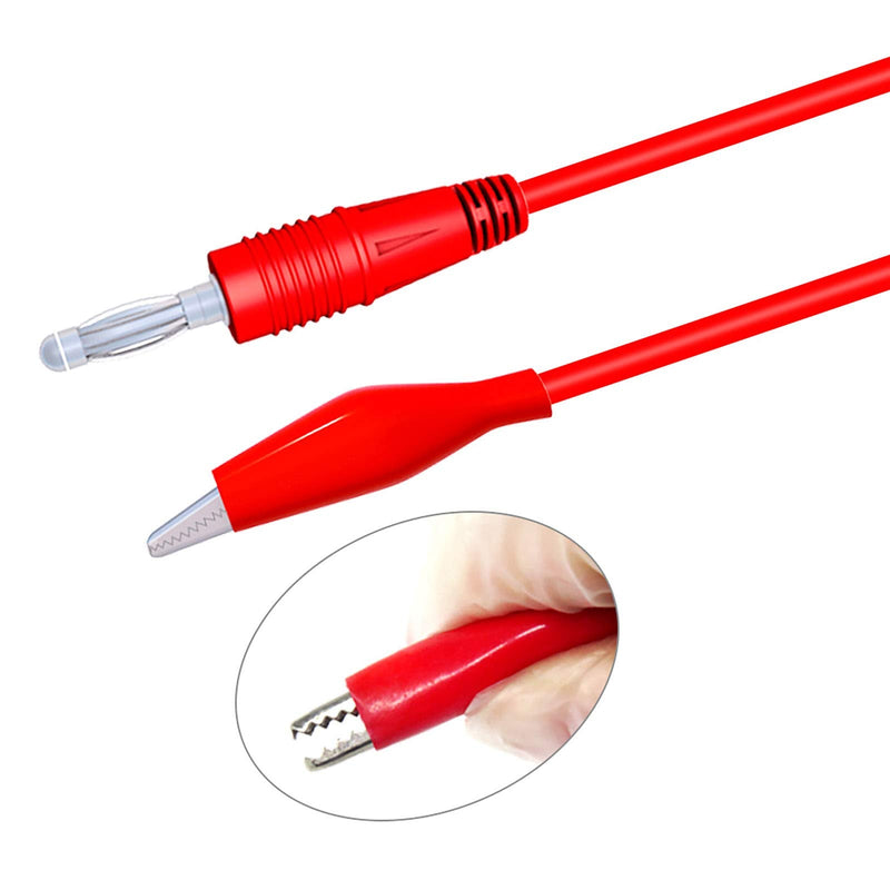 Goupchn 4mm Banana Plug to Alligator Clips Test Leads Kit Crocodile Clips Copper Soft Cable Wire Set 2PCS Red + Black