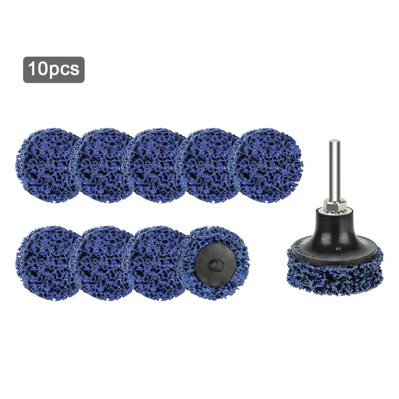 CSD disc grinding disc, cleaning disc set with disc pad holder, diameter 50 mm, coarse grinding disc, surface processing or paint removal, polishing for drilling, roller sanding disc (10 pieces, blue), 10 pieces - 50 mm