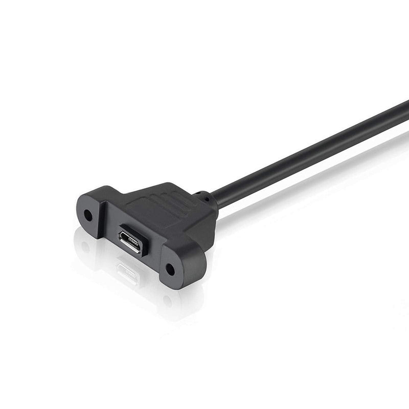 2 Pcs Micro USB 2.0 5 Pin Male to Female Extention Cable 0.3M/1Ft with Panel Mount Hole Including Mounting Screws for Transfering Data with Computer
