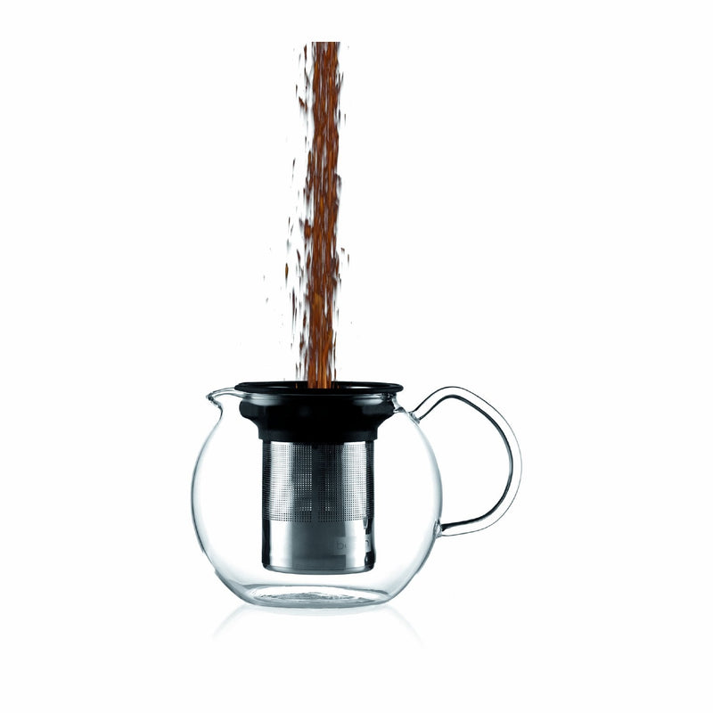 Bodum ASSAM Teapot, Glass Teapot with Stainless Steel Filter, 34 Ounce 34-Ounce Chrome