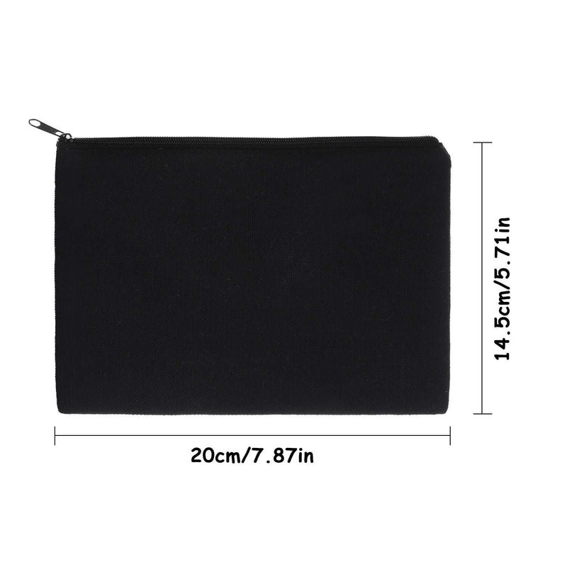 16 Pack Multi-Purpose Cosmetics Bag with Zipper Canvas Makeup Pouches Travel Toiletry Bag Pen Pencil Bag Blank DIY Craft Bag (M, Black) Medium (Pack of 16)