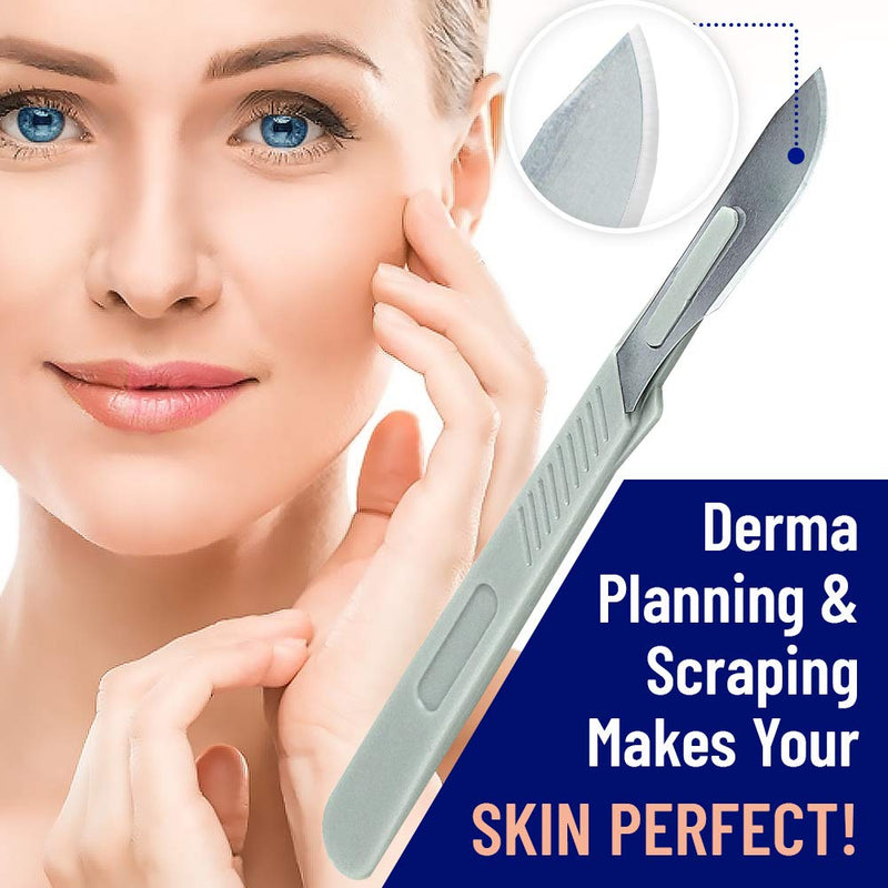 MedHelp Disposable Scalpel 10 Disposable Dermaplaning Tool Scalpel Blades with Plastic Handle, High Carbon Steel Dermablade Blades. Individually Wrapped #10 Surgical Blades, Sterile ● Box of 10