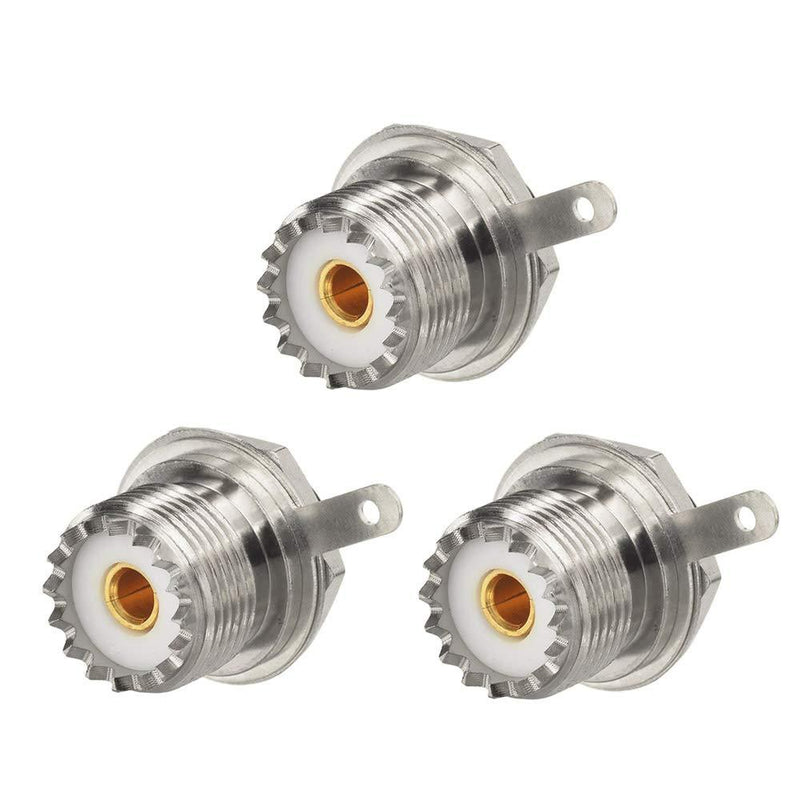 wlaniot SO239 Bulkhead Connector UHF Female Nut Bulkhead Handle Deck Clip Solder Cup Panel Mount Straight Connector 3pcs SO239 Bulkhead Solder