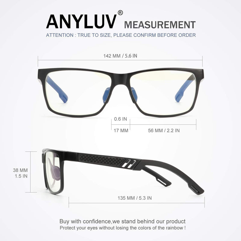 Blue Light Blocking Glasses for men women Classic Rectangle Blue Light Glasses Lightweight Eyeglasses Frame 01-black