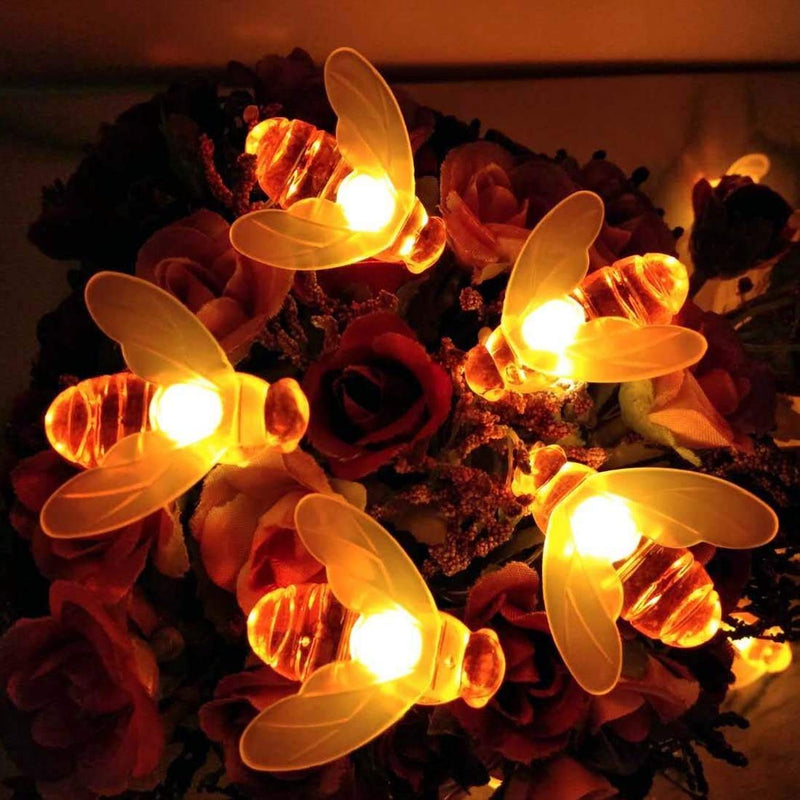 Honeybee Fairy String Lights For Indoor And Outdoor Use – Waterproof Battery Powered Bee-Shaped Lights – Original Lights For Party, House, Yard, Garden Decoration