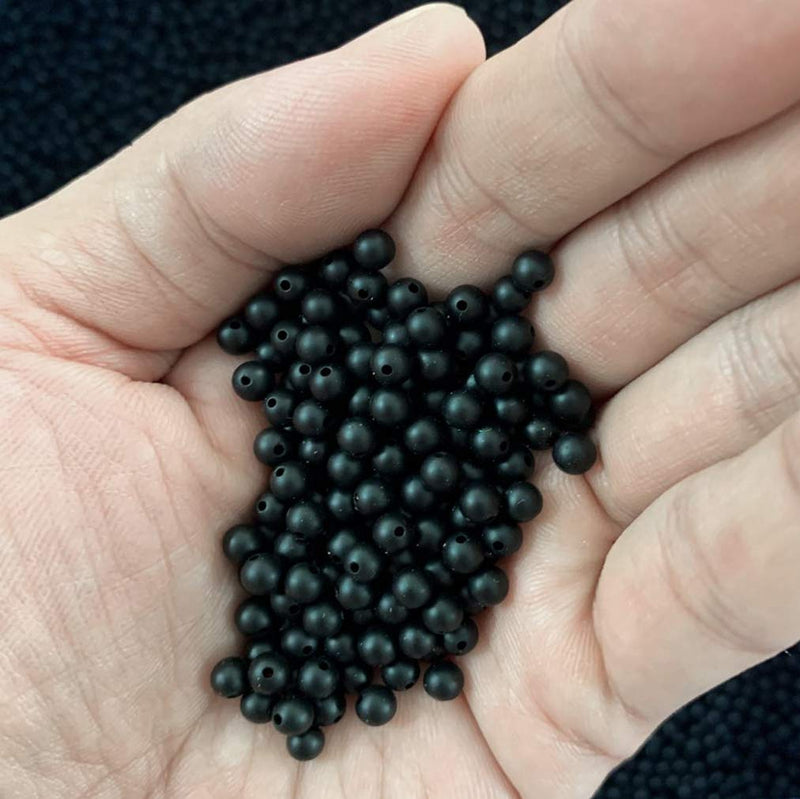NCB Black Matte Onyx Beads 200pcs 4mm Round Gemstone Beads Spacer Charm Beads Natural Stone Loose Beads for Bracelet Necklace Jewelry Making 4mm 6mm 8mm 10mm (Matte Black Onyx, 4mm 200pcs) Matte Black Onyx