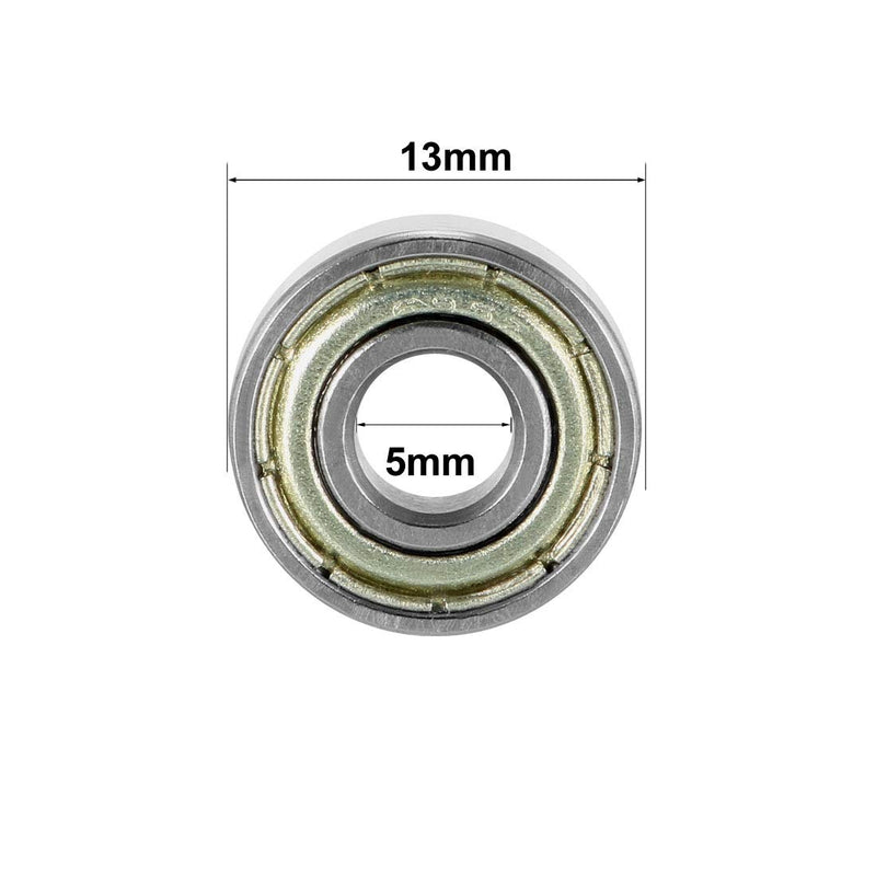 uxcell 695ZZ Deep Groove Ball Bearing Double Shield 695-2Z 1080095, 5mm x 13mm x 4mm Carbon Steel Bearings (Pack of 4) 5mmx13mmx4mm