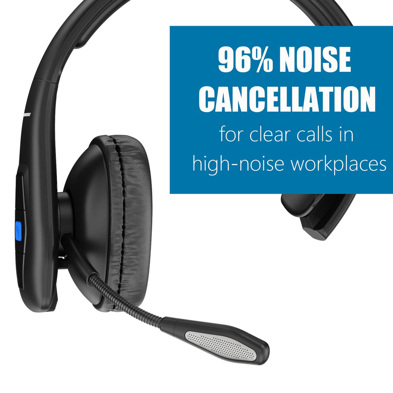 Trucker Bluetooth Headset V5.1, CVC8.0 Dual Microphone Noise Cancelling & 35Hrs HD Talktime Hands-Free Wireless Headset, Bluetooth Headphones with Mute Button for Cell Phones Business Home Driver