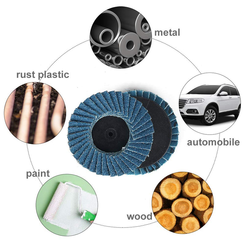 Titoe 30 PCS Flap Disc, 2 Inch T27 Zirconia Alumina Flat Flap Disc Roloc Roll Lock Grinding Sanding Sandpaper Wheels with 1/4 inch Holder, Includes 40/60/80 Grits 40/60/80Grit