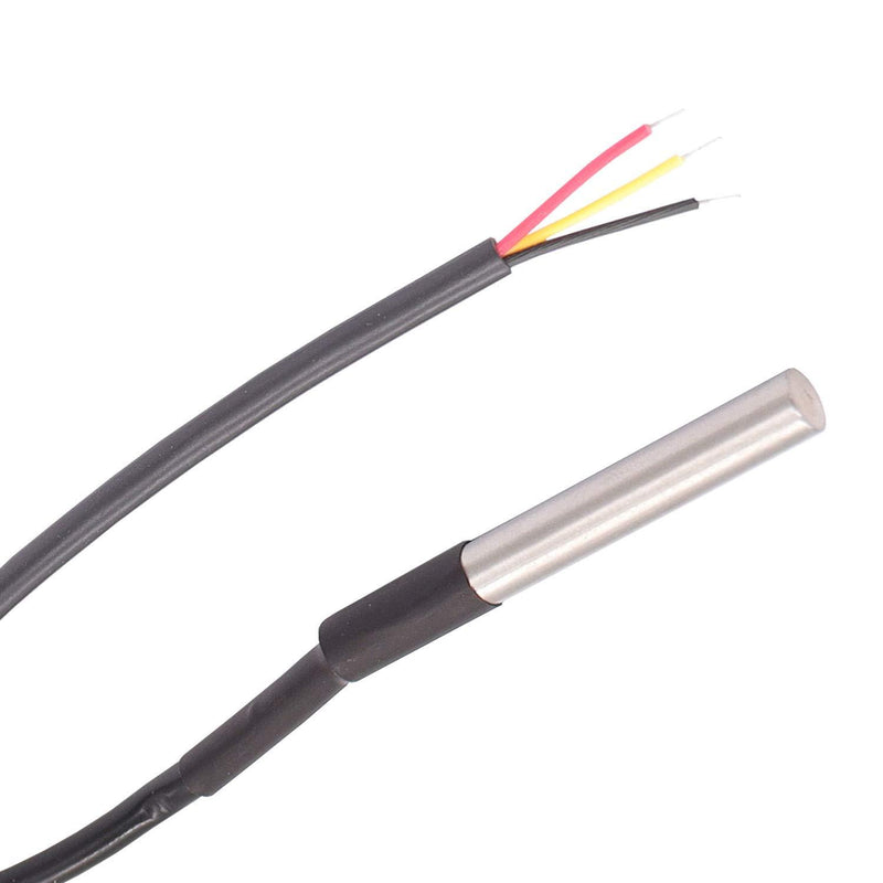 TWTADE 5Pcs 3M Temperature Sensors Waterproof Stainless Steel Temperature Range(-55℃~ +125℃) 6mm Temperature Probe Sensors for Arduino Measuring The Air Temperature/Liquids DS18B20-3M-5 3M 5Pcs