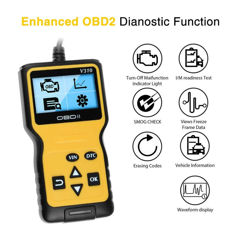 ATDIAG OBD2 Scanner, Car Code Reader Enhanced Universal Car Engine Fault Code Reader, OBD Scanner CAN Automotive Diagnostic Scan Tool for All OBD II Protocol Cars Trucks Since 1996