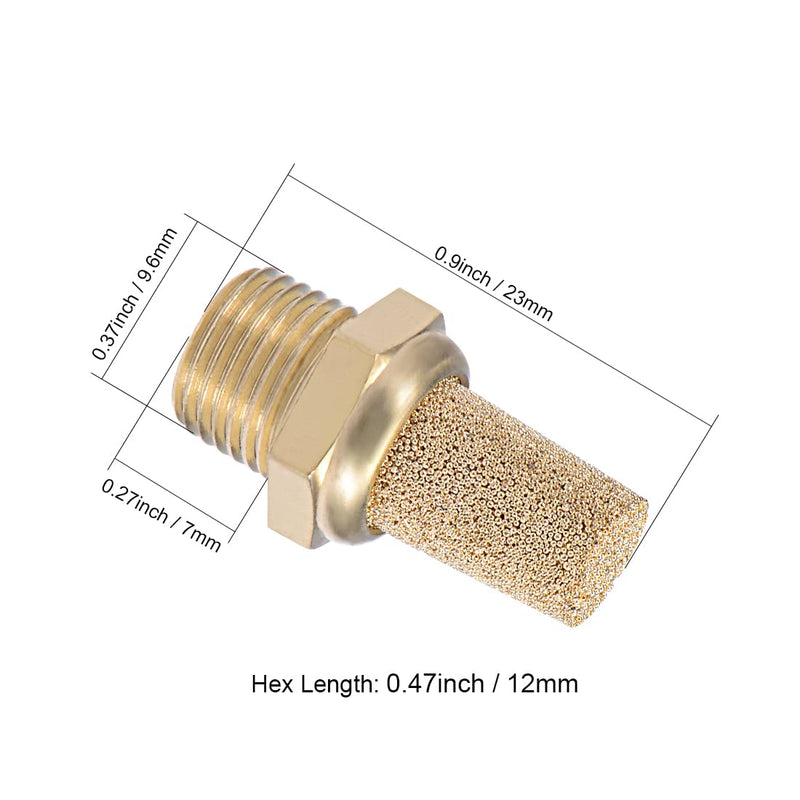 sourcing map 4 pieces silencer 1/8 PT sinter bronze exhaust brass body protruding