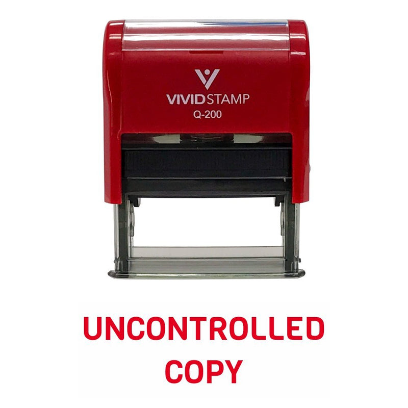 UNCONTROLLED Copy Self Inking Rubber Stamp (Red Ink) - Medium 9/16" x 1-1/2" - Medium Red