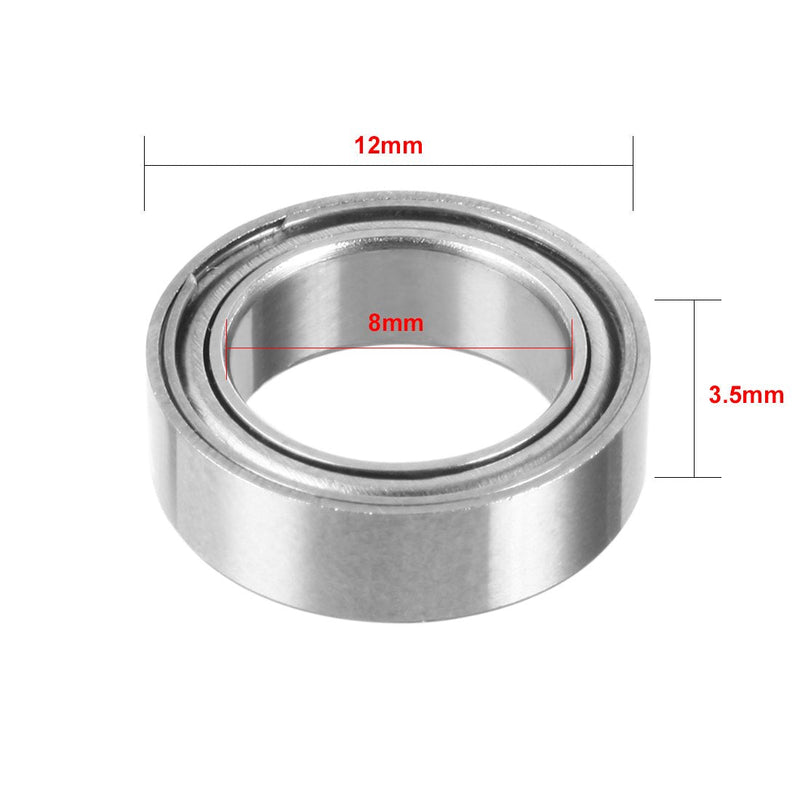 uxcell 20pcs MR128ZZ 8mmx12mmx3.5mm Double Shielded Miniature Deep Groove Ball Bearing