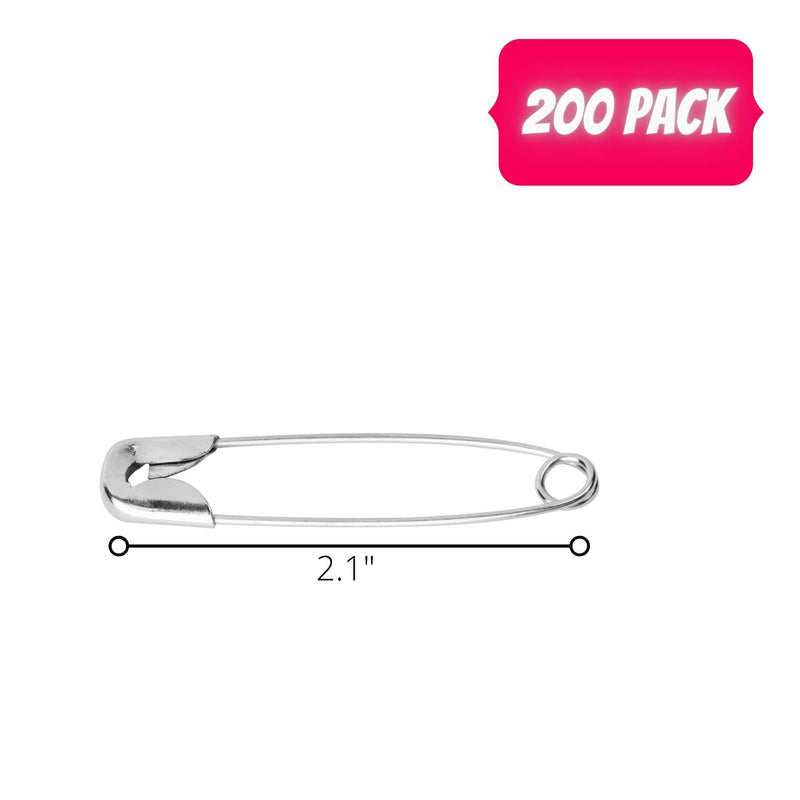 Mr. Pen Silver Safety Pins, 2.1 Inches, Pack of 200