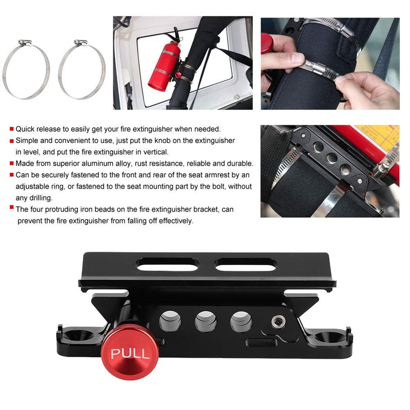 Extinguisher Mount,Universal Vehicle Car Aluminum Alloy Fire Extinguisher Modified Quick Release Adjustable Mount Bracket Holder Black Fit for Jeep Wrangler