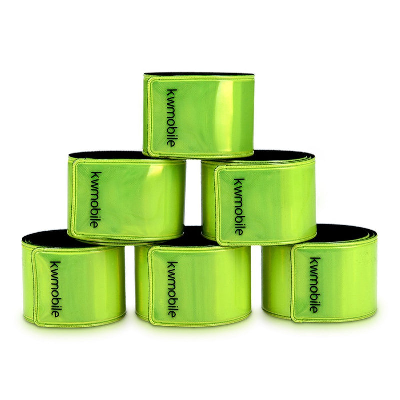 kwmobile Reflective Slap Bands (Set of 6) - Hi Vis Reflector Snap Band Strips - High Viz Armband Strip Bracelets for Running, Cycling, Walking yellow