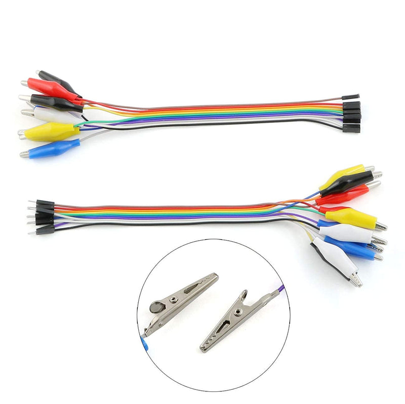 Longdex 20PCS 8 Inch Jumper Wire Male to Alligator Clip, 20cm Jumper Wire Female to Crocodile Clip for Test Lead Arduino Raspberry pi